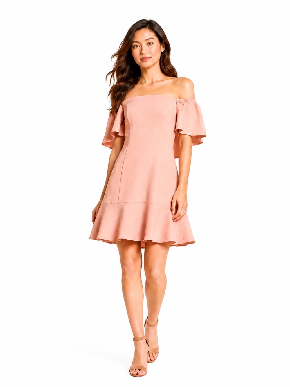 Vince Camuto Blush Pink Off the Shoulder Mini Crepe Dress Size 8P